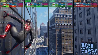 RTX 3060 vs RTX 3090 vs RTX 4080 vs RX 7900 XTX | Spiderman Miles Morales | RT ON | DLSS BALANCED