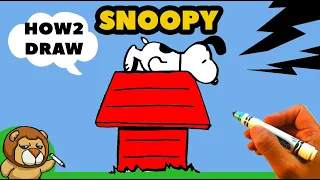 How to Draw Snoopy - On House- Peanuts Drawing - Easy Beginners