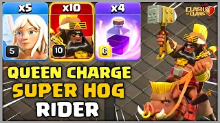 TH13 Queen Charge Super Hog Rider Attack Strategy in Clash of Clans