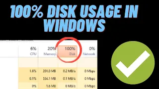 HOW TO FIX 100% DISK USAGE IN WINDOWS