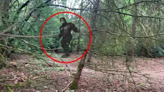 Sasquatch look at the guy eyes and tell him to leave their territory all caught on camera