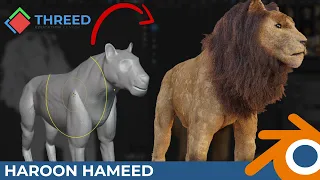 REALISTIC LION IN BLENDER 3D | FACIAL FUR | CLASS 9 | ENGLISH TUTORIAL | HAROON HAMEED