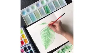 Як намалювати об'ємним листя. Watercolor leaves