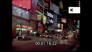 Mid 1980s New York, Times Square at Night, HD from 35mm