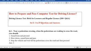 Driving License Computer Test Questions | Part 1 (1 to 25 Questions) | Driving School | Alpha Riders