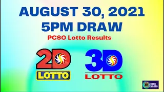 WATCH: PCSO 5 PM Lotto Draw, August 30, 2021