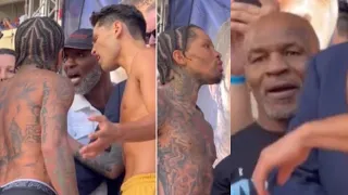 Mike Tyson MOVES OUT OF THE WAY as Gervonta Davis THREATENS Bernard Hopkins at WEIGH IN RYAN GARCIA