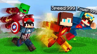 DC Speedrunners JJ and Nico VS MARVEL Hunters Mikey and Cash in Minecraft! - Maizen