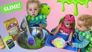 REBORN TODDLER MITCHELL MAKES SLIME AND FEEDS IT TO NATALIE FOR LUNCH | REBORN ROLEPLAY