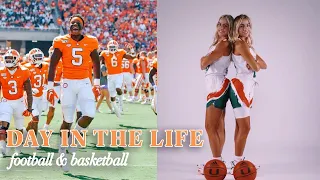 DAY IN THE LIFE: D1 COLLEGE FOOTBALL  VS WBB PLAYER I CLEMSON & UMIAMI *KJ Henry & Cavinder Twins*