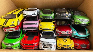 Box full of metal Cars, Jaguar, Lamborghini, Rang Rover, Mini EV, Beetle, Porsche, Alphard.