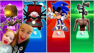 Spider House Head vs Choo choo Charles exe vs  Sonic exe vs Siren Head 🌟 Tiles Hop EDM Rush