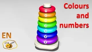 Learn colors and numbers for kids in English. Baby toys: ring stacker. Cartoons for babies