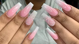 Acrylic Ombre Pink And White | Nails Tutorial |