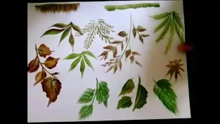 How I Paint 10 Types of Leaves With single Brush - Step By Step Easy Acrylic Painting