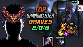 천상계 탑 그레이브즈 템트리 룬 월식 기발 - GrandMaster Graves Top vs Renekton - 롤 KR 12.20