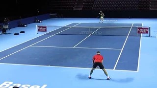 Roger Federer practice with Stefanos Tsitsipas/ Basel 2019