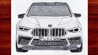 How to draw a BMW | BMW M8 Gran Coupe drawing