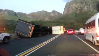 Winds in Cape Town turning trucks on their side.