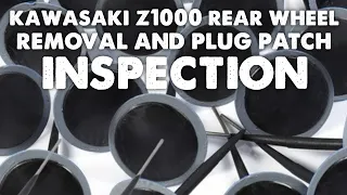 893. Kawasaki Z1000 Rear Wheel Removal and Plug Patch Inspection | Garage Video