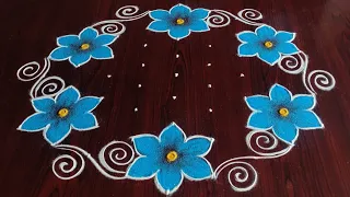 Easy latest flower design rangoli (9×5) dot's easy rangoli simple easy rangoli