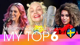 🇸🇪 My top 6 | Melodifestivalen 2024 (Sweden) | Snippets (Heat 3)