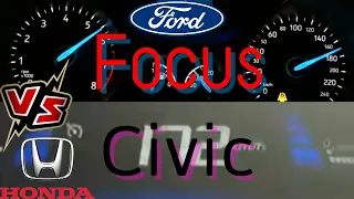 Ford Focus 1.6 ti vct 125 hp VS Honda civic 1.6 125 HP 0-180  RACE