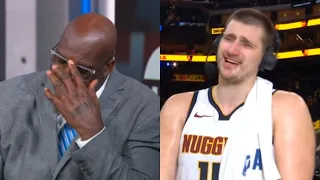 Nikola Jokic gets annoyed with Shaq after talking about his game winner vs Warriors 😂