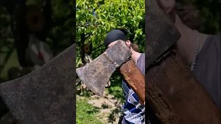 Wood Chopping Axe Throwing #shorts #primitive #weapon #technique #tips