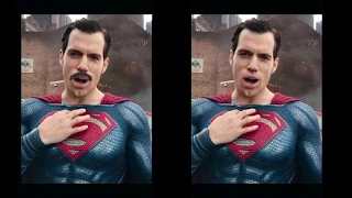 I added the mustache back to Superman's face in Justice League