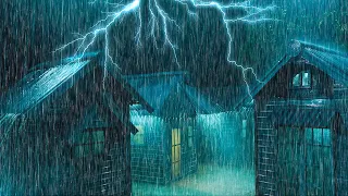 Insomnia Relief [Fall Asleep Fast] with Strong Rain on Metal Roof & Intense Thunder Sounds at Night