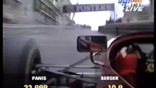 F1 (Formula 1) Gerhard Berger sliding his Ferrari at Monaco 1995