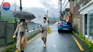 [4K] Seoul Walk - Bukchon Hanok Village Heavy Rainy Day Night Walk ASMR, Relaxing Rainy Sounds.