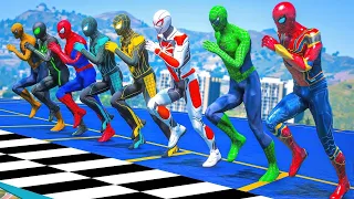 TEAM SPIDER-MAN VS TEAM HEROES Running a marathon was crazy !! Who is the fastest man alive