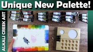 Setting up a Unique Wood Palette with my QoR Watercolors!  Generous gift from a friend.