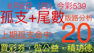 今彩539｜孤支+尾數｜牛哥539｜2024年06月06日（四）今彩539孤支尾數版路分析｜#539