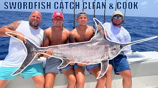 CATCHING HUGE SWORDFISH IN THE FLORIDA KEYS!! (Catch Clean & Cook)
