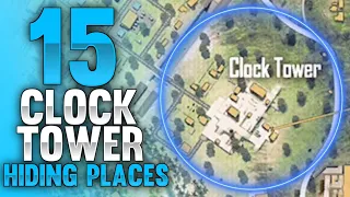FREE FIRE CLOCK TOWER HIDDEN PLACES | TOP 15 HIDING PLACES IN CLOCK TOWER - FREE FIRE RANK PUSH TIPS