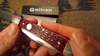 Boker Tree brand classic trapper red jigged bone pocket knife