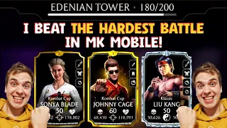 MK Mobile. I Defeated Battle 180 in Fatal Edenian Tower with Weak Team. HARDEST BATTLE EVER!