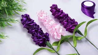 DIY Satin Ribbon flowers | How to make ribbon crafts | Bunga Lavender Dari Pita Satin | Lavender