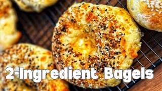 2 Ingredient Bagels 🥯 | Cheese and Everything Bagel | Easy 30 minute lunch idea