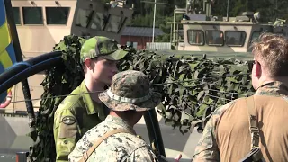 U.S. Marines Conduct Boat Insertion on Swedish CB-90 Combat Boats