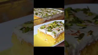 The Best Saffron Milk Cake - Indian Style Tres leches Cake #shorts #youtubeshorts