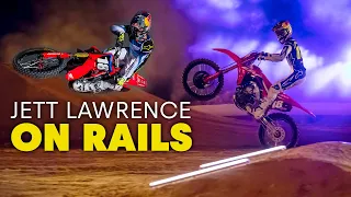 Jett Lawrence Rips Through a Dramatically Narrow Supercross Track in the Dark | On Rails
