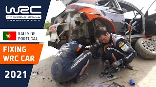 👨‍🔧 Neuville and co-driver Wydaegh fixing WRC car / Hyundai Motorsport Vodafone Rally de Portugal