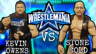 Stone Cold vs Kevin Owens action figure animation, stone cold vs kevin owens wrestlemania toy fight