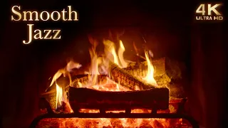 🔥 Crackling Fireplace & Smooth Jazz Music Ambience - 4K Cozy Night Jazz Ambience