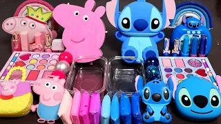 ASMR Blue Stitch vs Peppa pig Slime Mixing Random Into Slime! Satisfying Slime#ASMR#Slime#satisfying