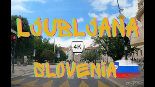 Ljubljana, Slovenia🇸🇮 (4k Ultra HD) Driving Downtown - Sounds of City - Driving Tour in Ljubljana